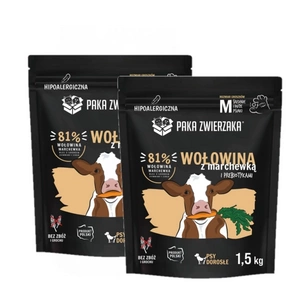 Paka Zwierzaka - Sausas maistas SH Jautiena su morkomis M 2x1.5kg