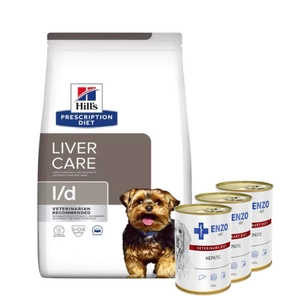 HILL'S PD Prescription Diet Canine L/d Liver Care 10kg + ENZO VET Hepatic nuo kepenų ligų šunims 3x400g