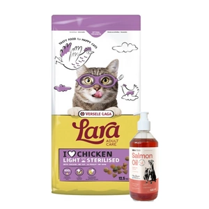 Versele-Laga Lara Adult Light Sterilized 12,5kg - maistas sterilizuotoms katėms + LAB V Lašišų aliejus šunims ir katėms 500ml