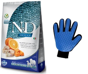FARMINA N&D Ocean canine COD, PUMPKIN & ORANGE ADULT MEDIUM & MAXI 12kg + nemokama šukavimo pirštinė