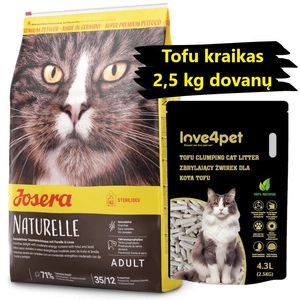 Josera Naturelle 10 kg sterilizuotoms katėms + Tofu kraikas 2,5 kg dovanų