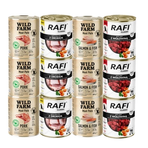 DOLINA NOTECI Rafi Classic + WILD FARM Paštetas Įvairių skonių rinkinys 12x800g