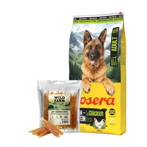 JOSERA High Protein Adult Chicken 12,5kg + WILD FARM minkštos vištienos juostelės 500g skanėstai šunims