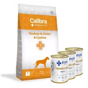 Calibra Veterinary Diets Dog Oxalate, Urine, Cystine 12 kg + ENZO VET Urinary nuo šlapimo takų ligų su vištiena šunims 3x400g