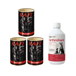 Rafi Classic jautiena padaže 3x1240g + LAB-V Arthrohard 250ml Sąnarių paramos formulė šunims ir katėms