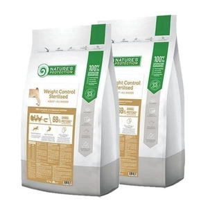 NATURES PROTECTION Weight Control Sterilizuoti naminiai paukščiai su kriliu suaugusiems visų veislių paukščiams 2x12kg