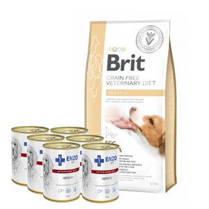 Brit gf veterinary diets dog Hepatic 12kg + ENZO VET Hepatic nuo kepenų ligų šunims 6x400g