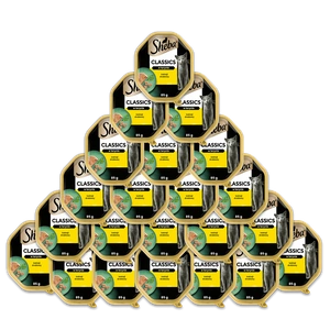 SHEBA Classics 22x85 g - drėgnas visavertis ėdalas suaugusioms katėms, paukštienos kokteilis, su terinu