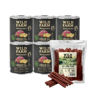 WILD FARM Monoprotein Wild Boar 6x800g hipoalerginis šunų ėdalas + nemokamas skanėstas