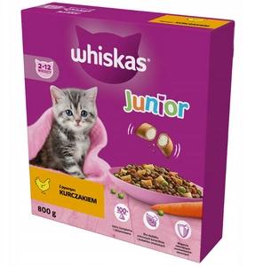 WHISKAS Junior 800 g - sausas ėdalas kačiukams su gardžia vištiena