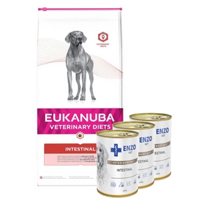 EUKANUBA Intestinal Dog 12kg + ENZO VET Žarnyno dieta šunims su ėriena 3x400g