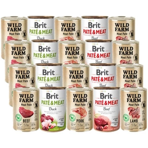 BRIT PATE & MEAT + WILD FARM Pate skonių mišinys 20x400g