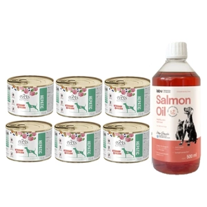4Vets Dog Hepatic 6x185g + LAB V Lašišų aliejus šunims ir katėms 500ml