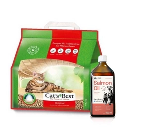 JRS Cats Best Eko Plus 20l / 8,6kg + Lab-V 100% lašišų aliejus įvairaus amžiaus šunims ir katėms 500ml šalto spaudimo