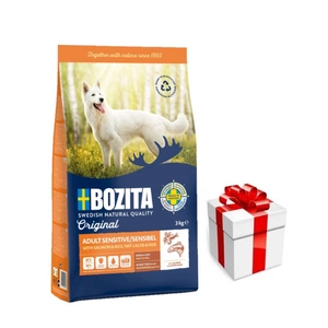 BOZITA Original Adult Sensitive Skin & Coat Salmon 3kg + Staigmena Šunui