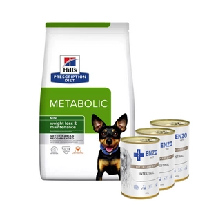 HILL'S PD Prescription Diet Metabolic Mini Canine 1kg + ENZO VET Žarnyno dieta šunims su ėriena 3x400g