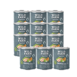 WILD FARM Superfood Chicken (Vištiena su moliūgais, obuoliais ir žolelėmis) 12x800 g pašaro šunims be grūdų