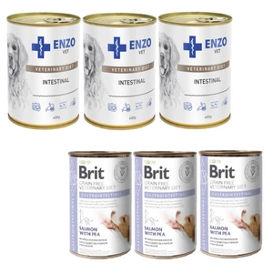 BRIT GF Veterinary Diets Dog Gastrointestinal 3x400g + ENZO VET Žarnyno dieta šunims su ėriena 3x400g