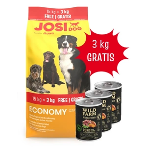 JOSERA JosiDog Economy 15+3kg + Wild Farm Monoprotein Pork 3x400g hipoalerginis maistas šunims