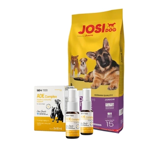 JOSERA JosiDog Junior Sensitive 15kg + Lab-V ADE Complex - vitaminų A, D ir E kompleksas šunims ir katėms
