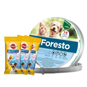 ELANCO Foresto Antkaklis katėms ir šunims sveriantiems mažiau nei 8kg + 3xDentaStix NEMOKAMAI