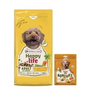 VERSELE-LAGA Happy Life Adult su vištiena 12,5kg - Suaugusių šunų ėdalas su vištiena + Happy Life Snack 150g NEMOKAMAI