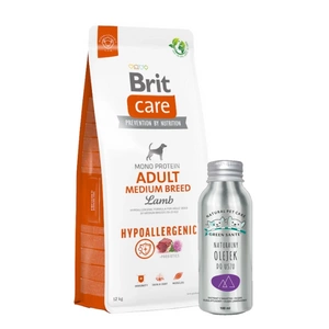 BRIT CARE Dog Hypoallergenic Adult Medium Breed Lamb 12kg + NEMOKAMAS JM SANTE NATURAL EAR OIL šunims ir katėms 100 ml
