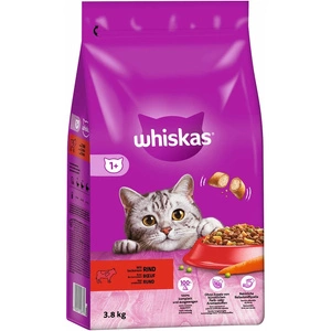WHISKAS Adult 3,8 kg - sausas visavertis pašaras suaugusioms katėms su gardžia jautiena