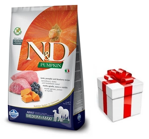 Farmina N&D Pumpkin Grain Free LAMB & BLUEBERRY ADULT MEDIUM & MAXI 12kg + STAIGMENA ŠUNUI