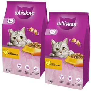 WHISKAS Adult 2x7kg - sausas kačių maistas su vištiena ir daržovėmis