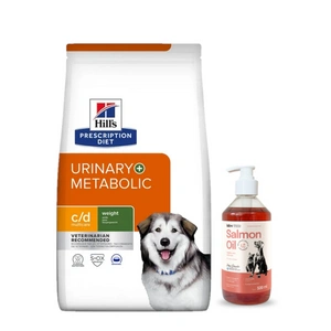HILL'S PD Prescription Diet Canine c/d Urinary + Metabolic 12 kg + LAB V Lašišų aliejus šunims ir katėms 500ml