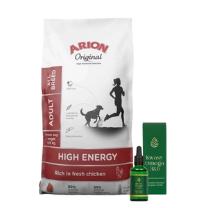 ARION Original High Energy Active All Breeds 12kg + LAB-V Omega 3 ir 6 riebalų rūgštys bendrai šunų ir kačių sveikatos, kailio ir odos būklei gerinti 100ml