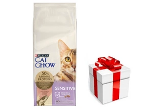 PURINA Cat Chow Sensitive maistas su lašiša 15kg + STAIGMENA KATEI