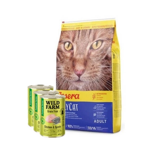 JOSERA Daily Cat 10kg begrūdis maistas + WILD FARM Premium Grain Free Chicken and Sprats 3x400g - maistas katėms be grūdų