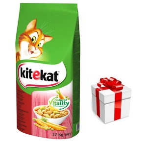 KITEKAT 12 kg - sausas kačių ėdalas su jautiena ir daržovėmis + STAIGMENA KATEI