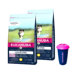 EUKANUBA Puppy Chicken L/XL Grain Free 2x3kg + Maisto konteineris 4,5 kg NEMOKAMAI