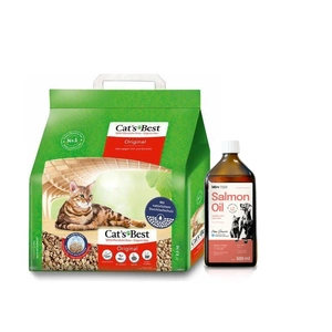 JRS Cats Best Eko Plus - Agregatinis medinis kraikas 5l / 2,1kg + LAB V Lašišų aliejus šunims ir katėms 500ml