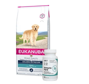 EUKANUBA Adult Golden Retriever 12kg + LAB-V Immuno Hard 45 kapsulės