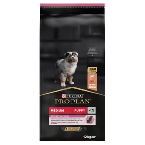 Purina Pro Plan Medium Puppy Sensitive Optiderma, lašiša ir ryžiai 12kg