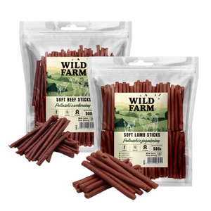 WILD FARM ėrienos lazdelės 500g + jautienos lazdelės 500g skanėstai šunims