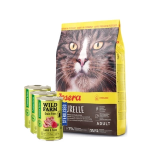 Josera Naturelle 10 kg sterilizuotoms katėms + WILD FARM Premium Grain Free Lamb and Tuna 3x400g - sterilizuotų kačių ėdalas be grūdų
