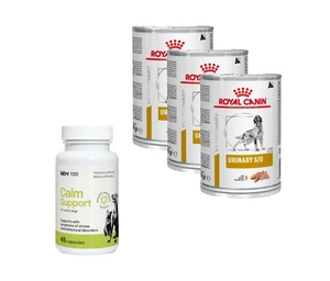 ROYAL CANIN Urinary S/O 3x410g skardinė + LAB-V Calm Support - streso ir elgesio sutrikimų simptomų palaikymas 45 kapsulės