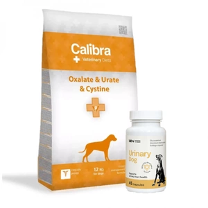 Calibra Veterinary Diets Dog Oxalate, Urine, Cystine 12 kg + LAB-V Urinary Dog - Pagalba šunims sergant šlapimo takų infekcija 45 kapsulės
