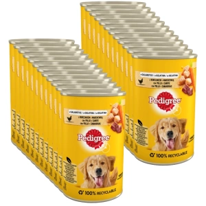 PEDIGREE Adult konservų dėžutė 24x400 g - drėgnas šunų ėdalas su vištiena ir daržovėmis drebučiuose