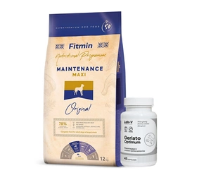 FITMIN Maxi Senior 12kg + LAB-V Geriato Optimum - senjorų sveikata šunims ir katėms 45 kapsulės