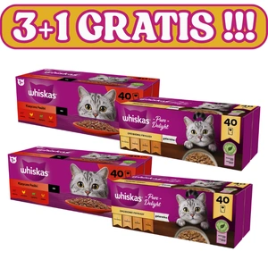 WHISKAS Adult Patiekalas Paukštienos skoniai - drėgnas kačių maistas želė 120x85g + 40x85g NEMOKAMAI