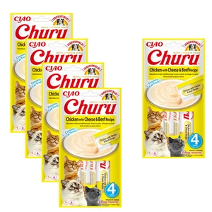 INABA Churu skanėstas katėms su vištiena, sūriu ir jautiena 20x14g