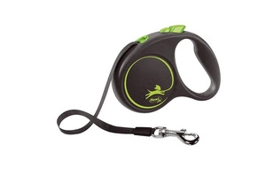 FLEXI pavadėlis Black Design green S - 5 m iki 15 kg - juosta