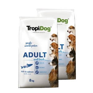 TROPIDOG Premium Adult medium & large breeds lašiša ir ryžiai 2x8kg