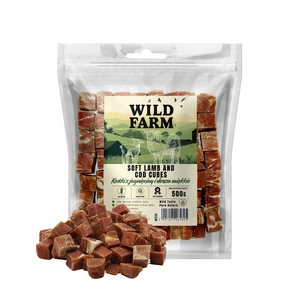 WILD FARM ėrienos ir menkės kubeliai minkšti 500g skanėstai šunims